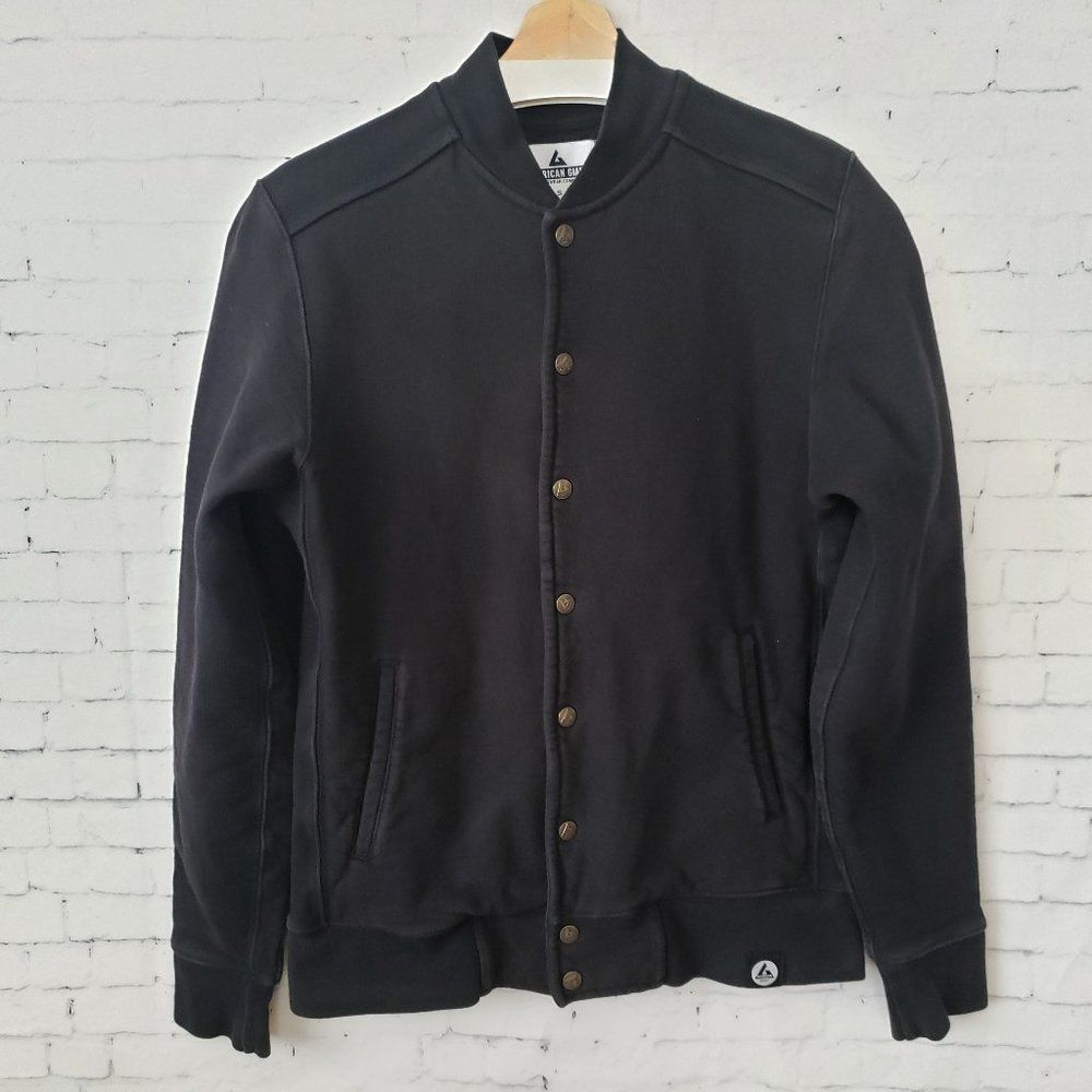 American Giant Snap Front Sweatshirt Jacket Size Mens S Black 100% Heavy Cotton